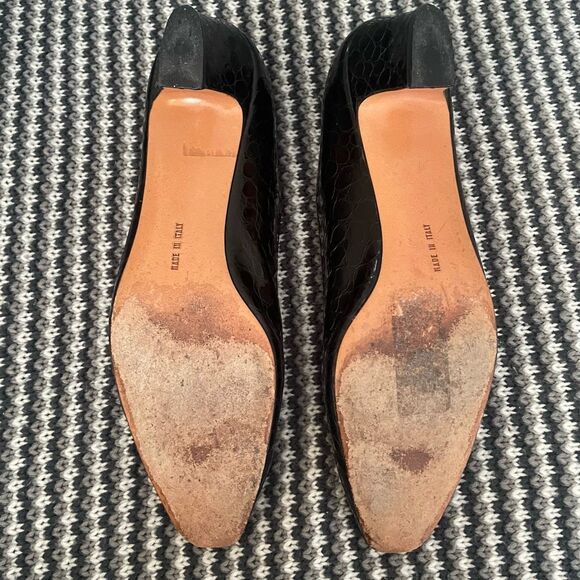 Salvatore Ferragamo animal embossed black square toe heel women’s shoe size 10 - Picture 7 of 9